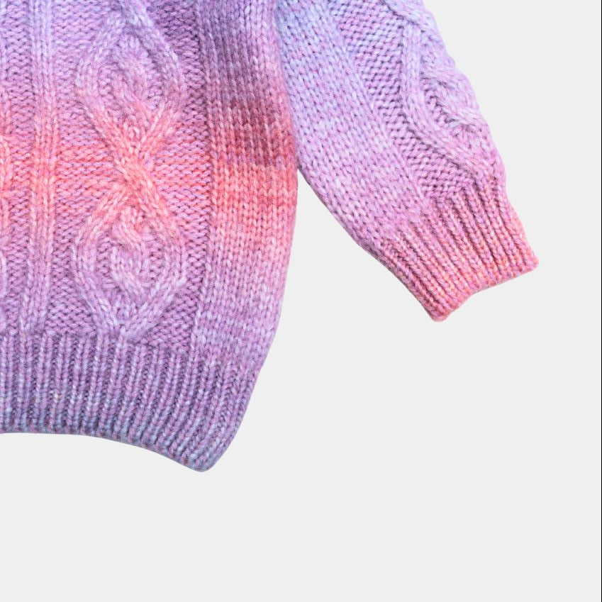 Girls Tie-Dye Cable Crew Sweater