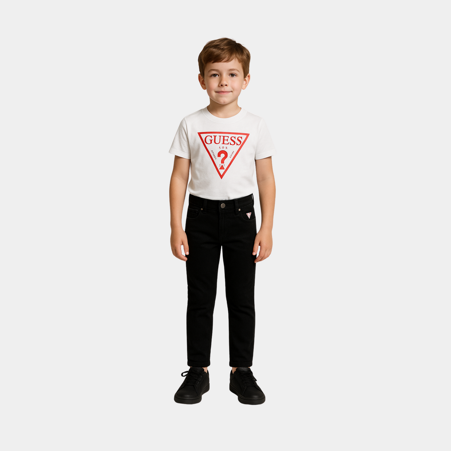 Boys Black Denim Straight Pants – Black