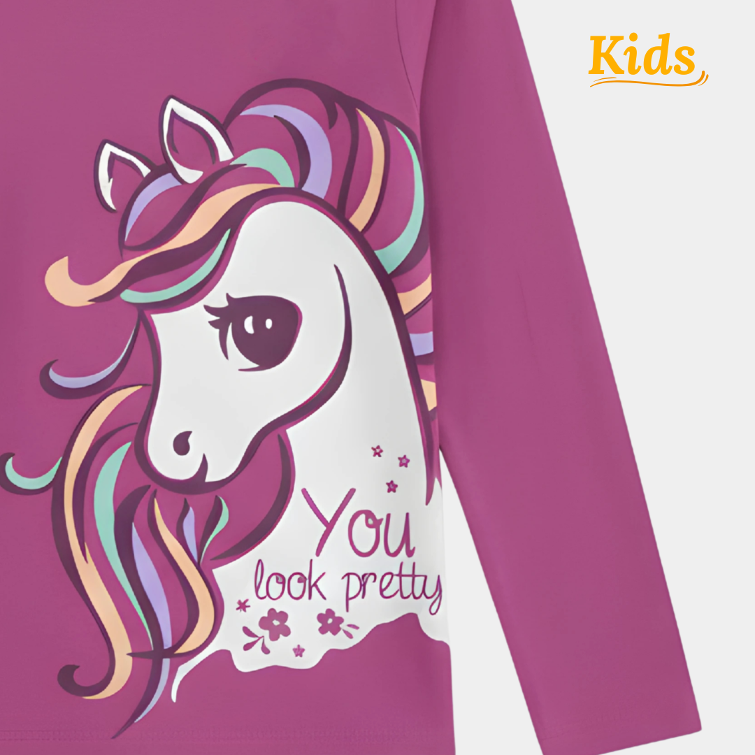 Full-Sleeves Unicorn Print Shirt – “You Look Pretty” Design