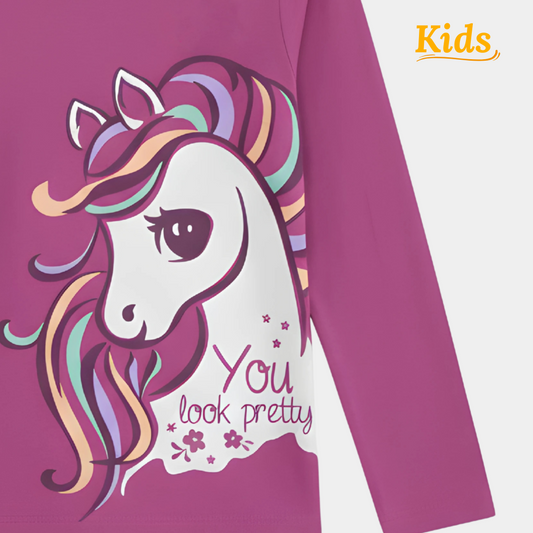 Full-Sleeves Unicorn Print Shirt – “You Look Pretty” Design