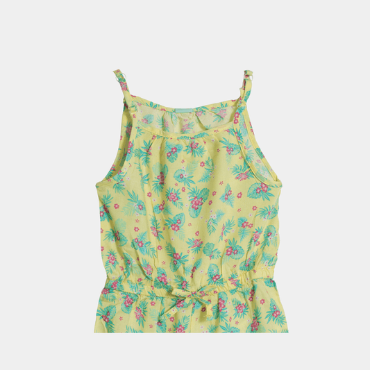 Girls Jumpsuit - Lime Yellow Color - KIDKO