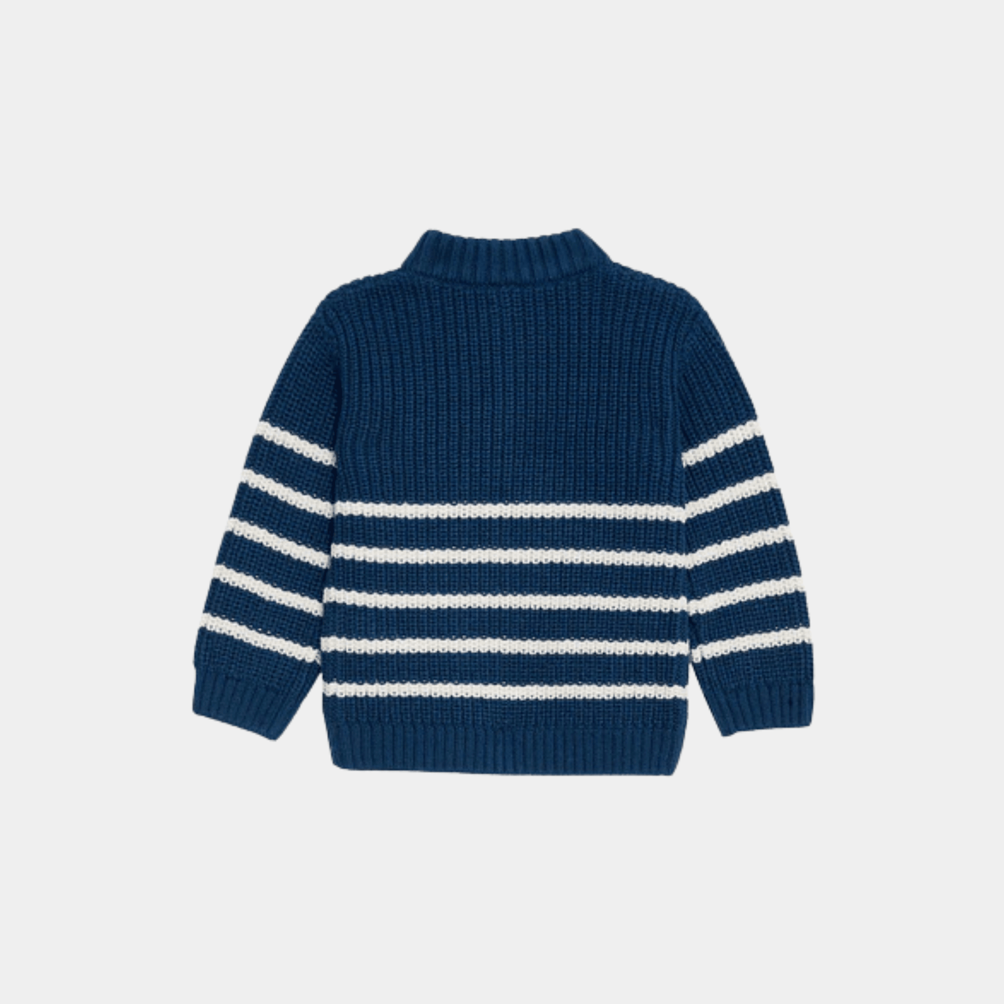 Boys Half-Zip Sweater - Royal Blue with White Stripes - KIDKO