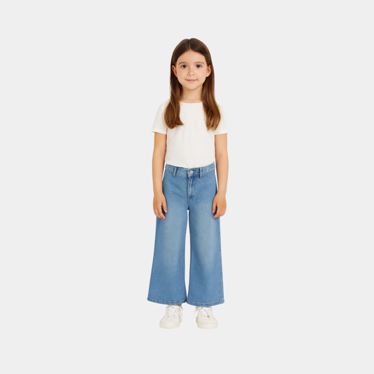 Girls Straight-Fit Denim Jeans - Marine Blue Color