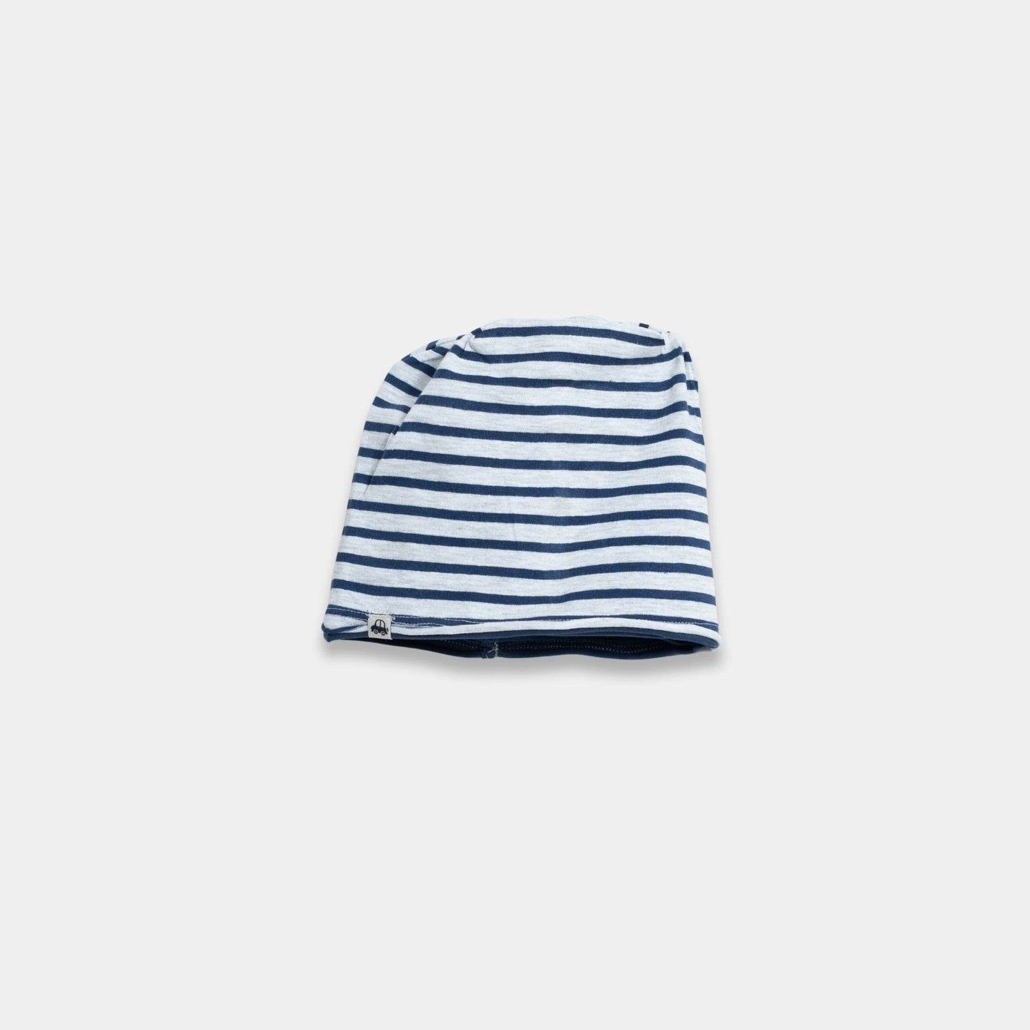 Boys Reversible Slouchy Beanie Cap - White with Blue Lining - KIDKO