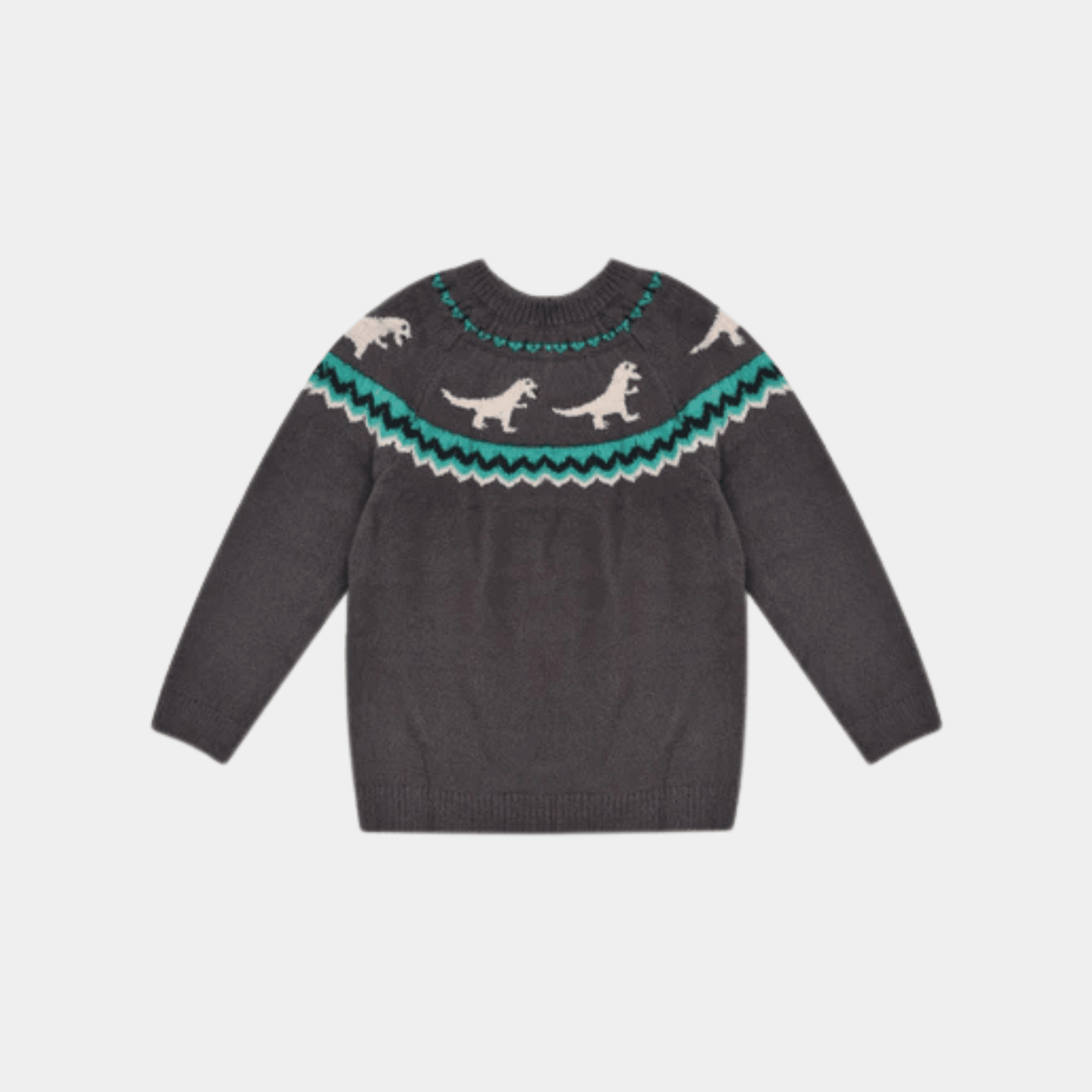 Boys Dino Knitted Sweater – Grey Color - KIDKO