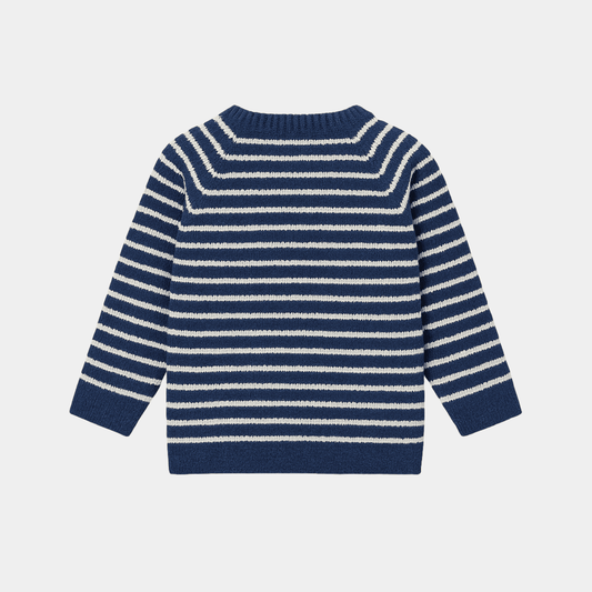 Boys Striped Sweater – Dark Blue and White - KIDKO