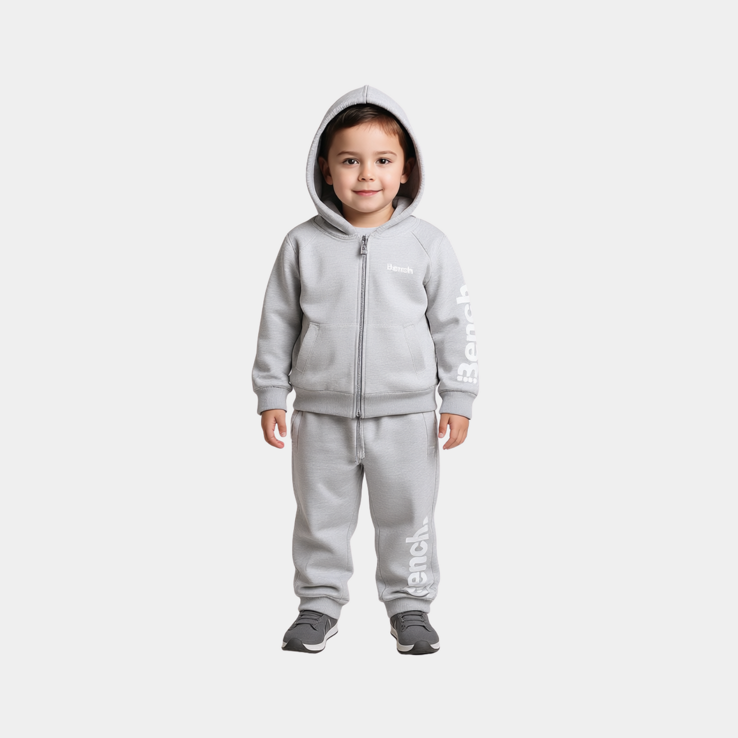 Boys Zipper Hood Tracksuit – Grey