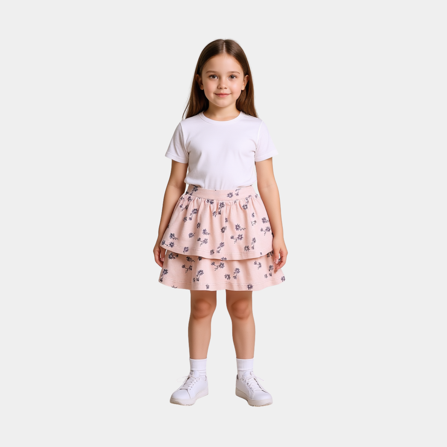 Toddler Girls Ruffle Jersey Skirt - Peach Color