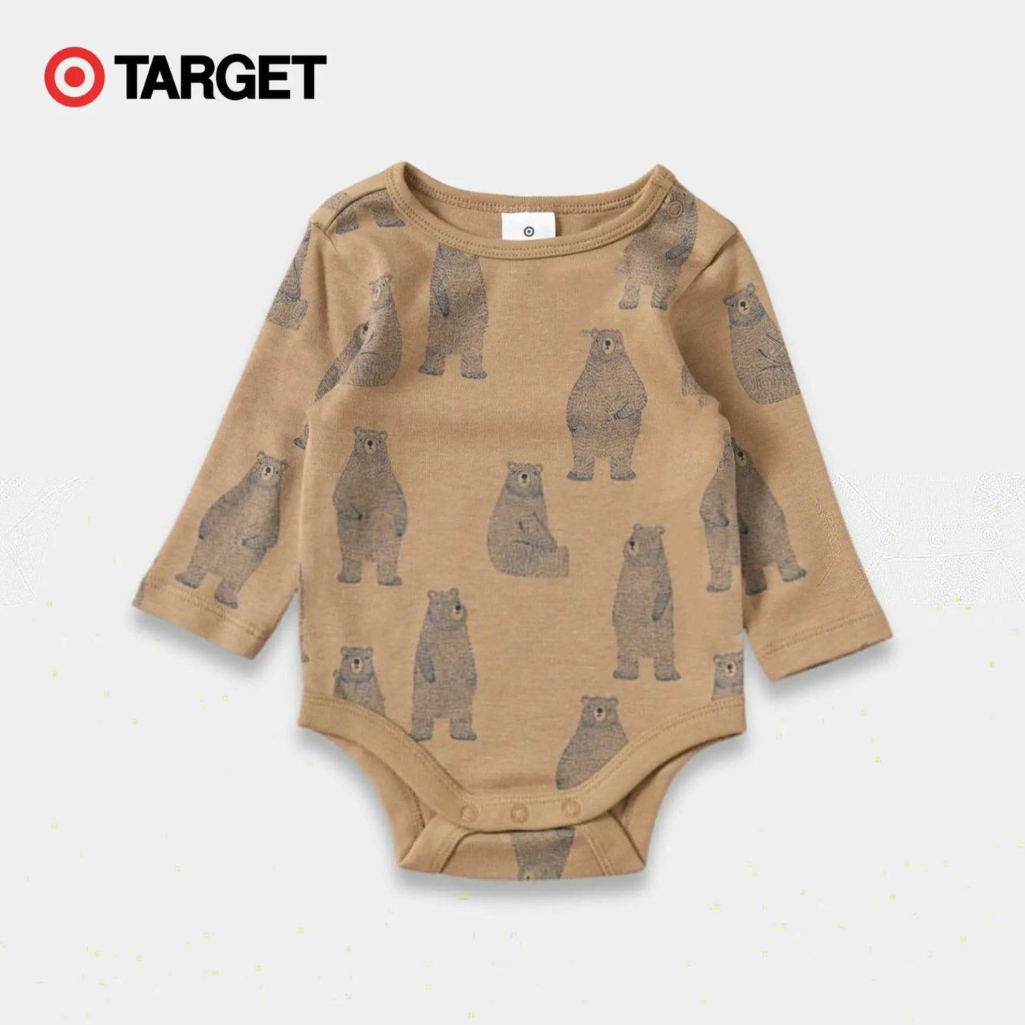 Baby Organic Cotton Bodysuit – Brown Bear Print - KIDKO