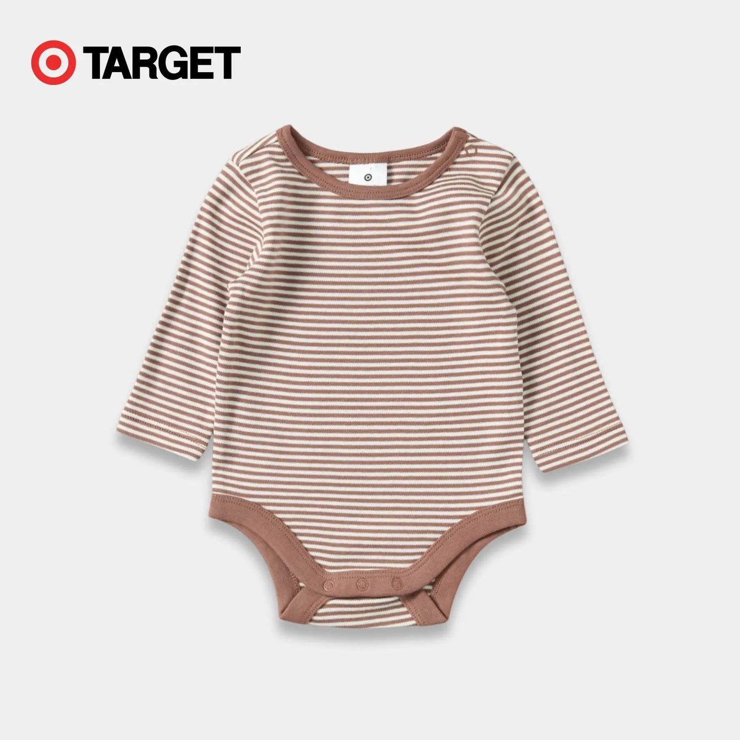 Baby Boys’ Organic Cotton Bodysuit – Brown & White Stripes - KIDKO
