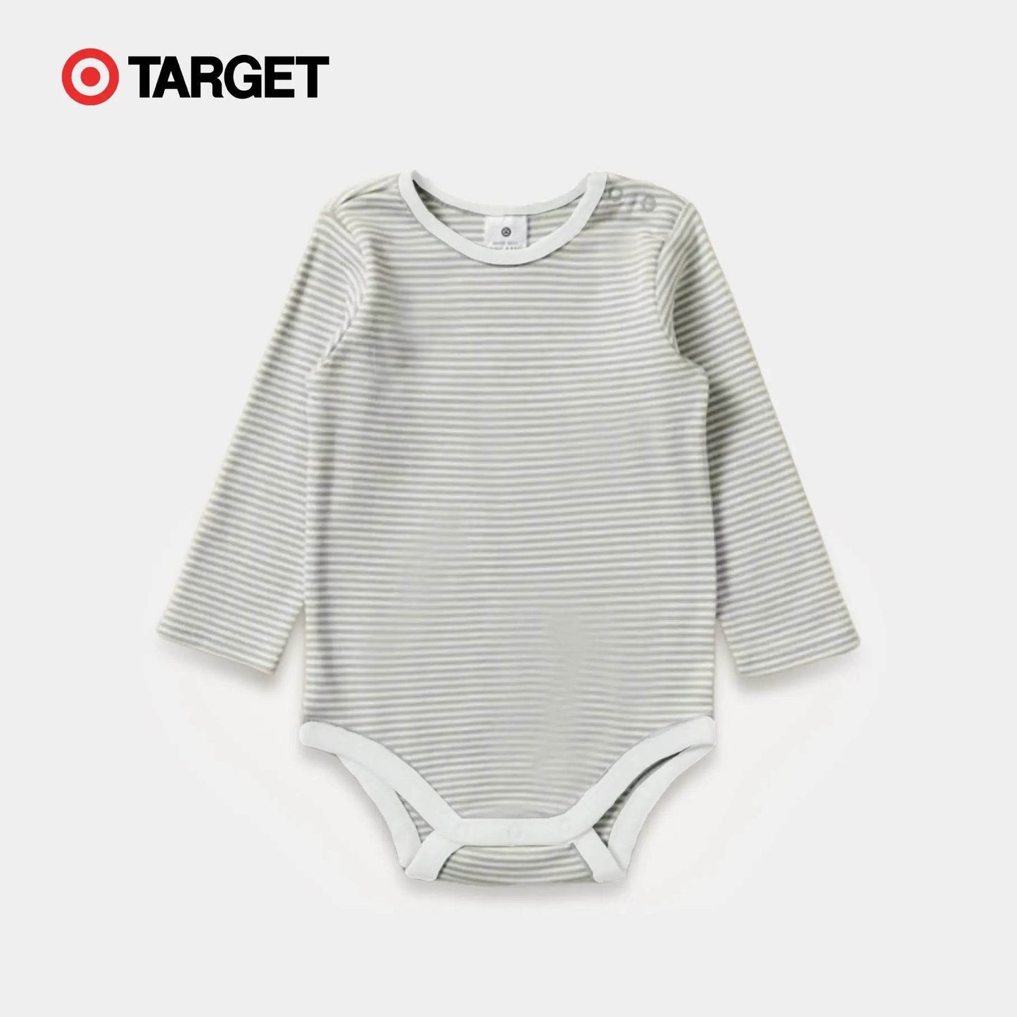 Baby Organic Cotton Bodysuit – White & Gray Stripes - KIDKO