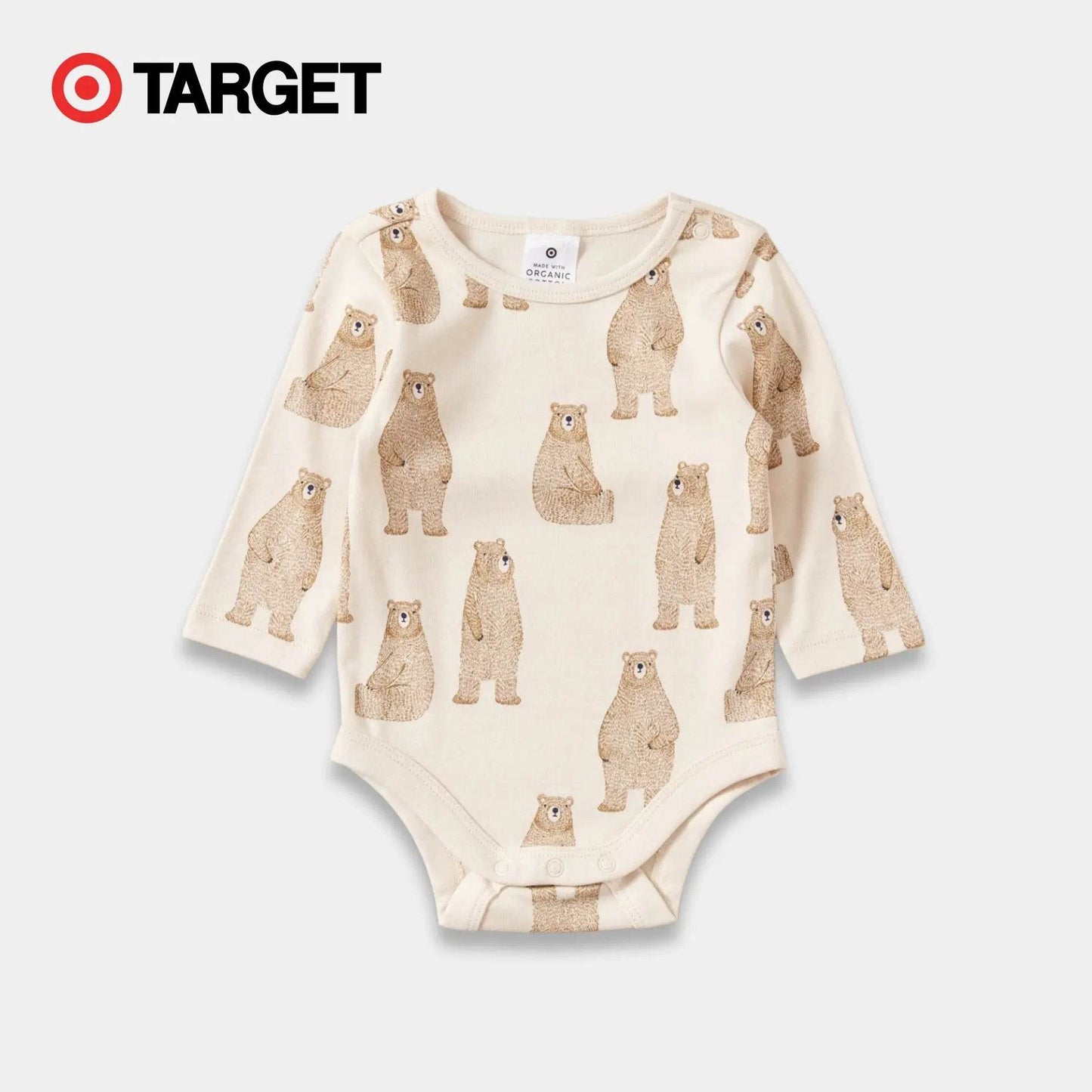 Baby Organic Cotton Bodysuit – Skin Bear Print - KIDKO