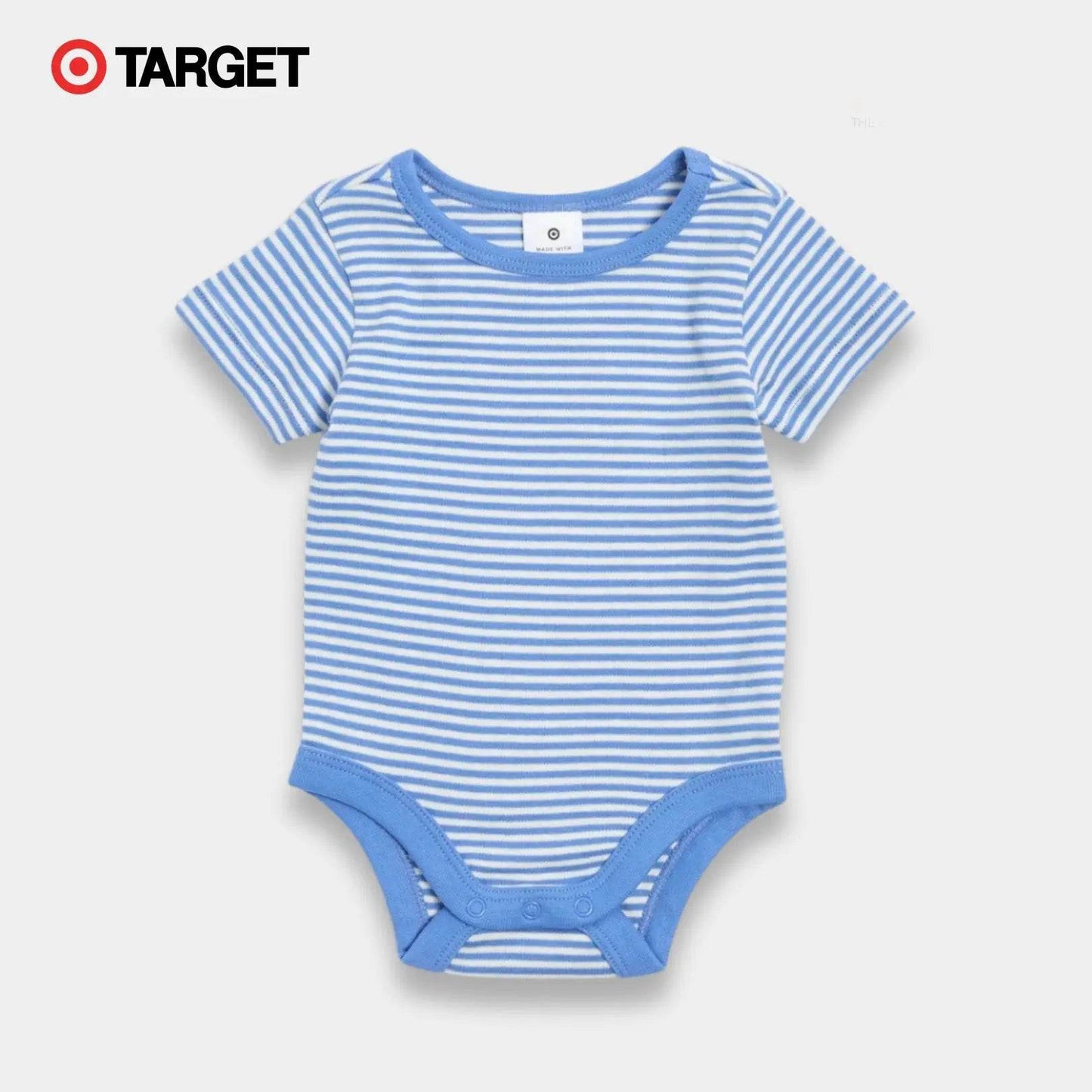 Baby Organic Cotton Bodysuit – Blue & White Stripes - KIDKO