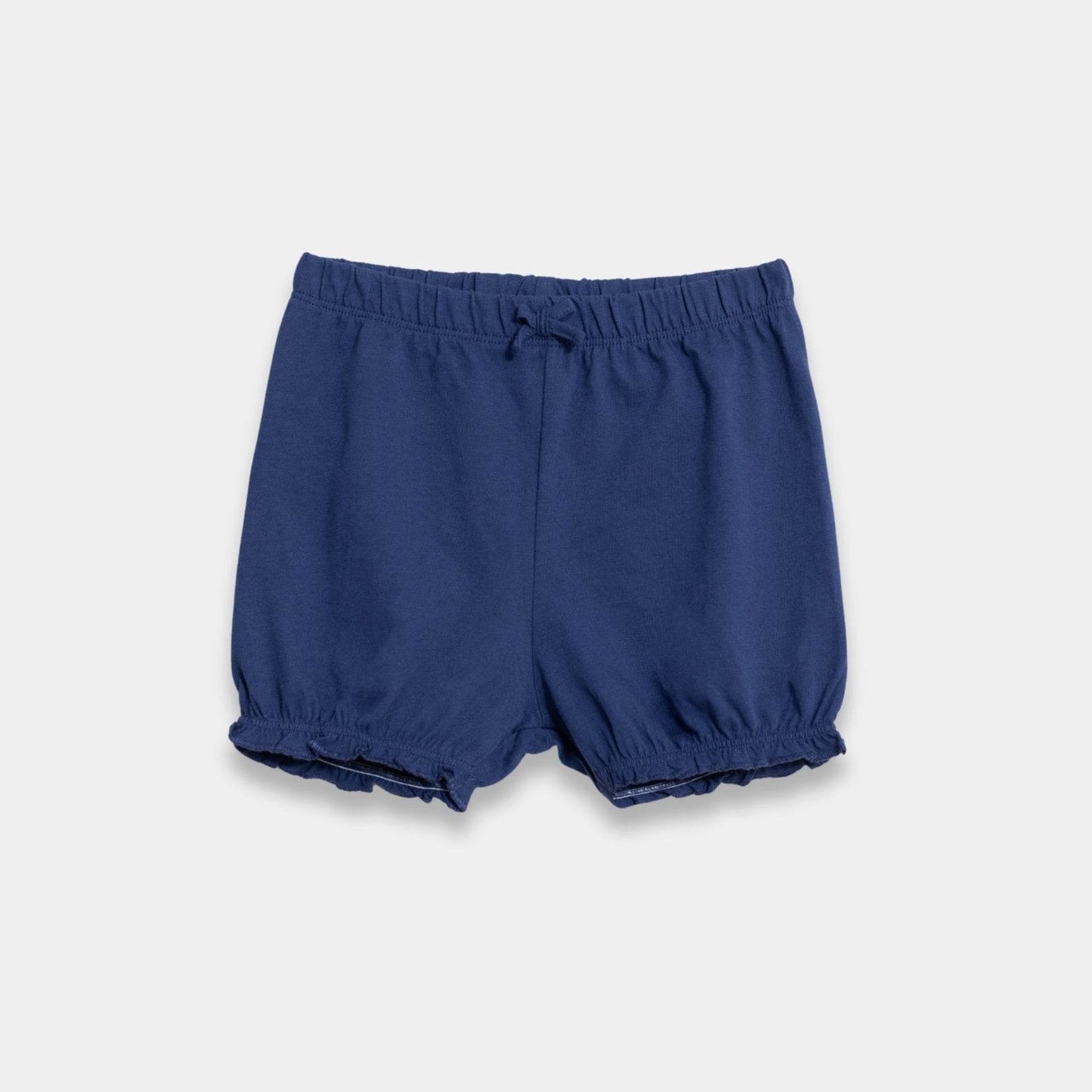 Baby Girls Organic Cotton Ruffle Shorts - True Navy Color - KIDKO