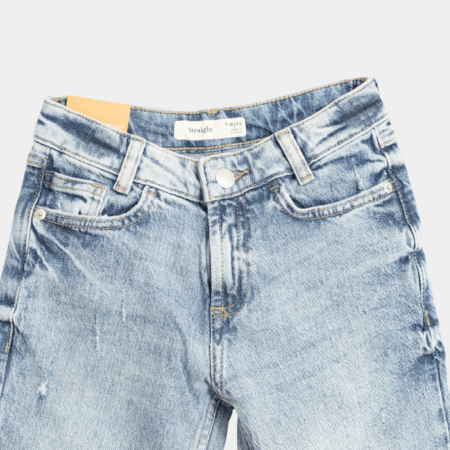Unisex Straight Fit Washed Denim Jeans – Light Blue - KIDKO