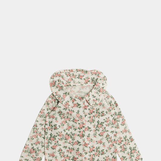 Baby Girls Sleepsuit – Pink Floral Pattern, Full Sleeve - KIDKO