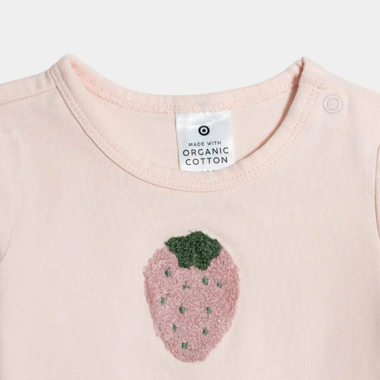 Baby Girls’ Organic Cotton Bodysuit – Strawberry boucle print - KIDKO