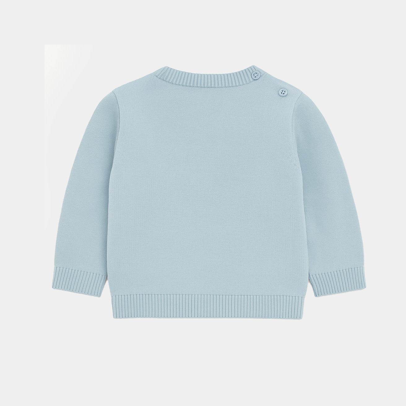 Baby Bear Appliqué Sweater – Sky Blue - KIDKO