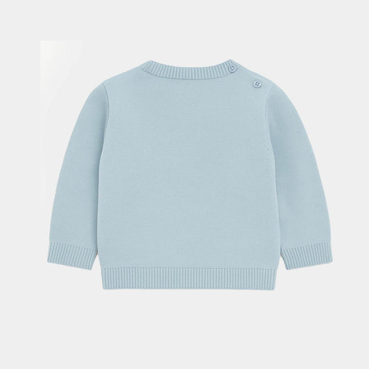 Baby Bear Appliqué Sweater – Sky Blue - KIDKO