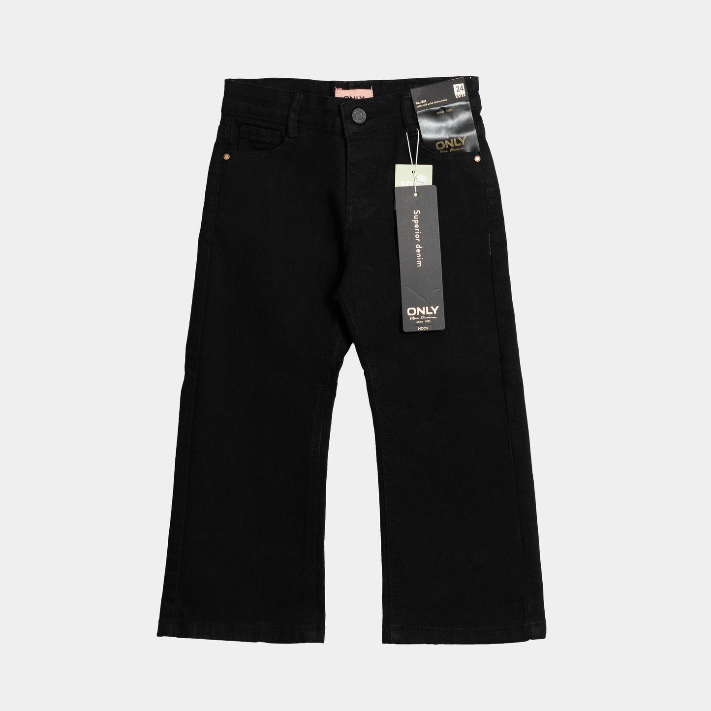 Girls Loose Fit Jeans - Jet Black Color - KIDKO