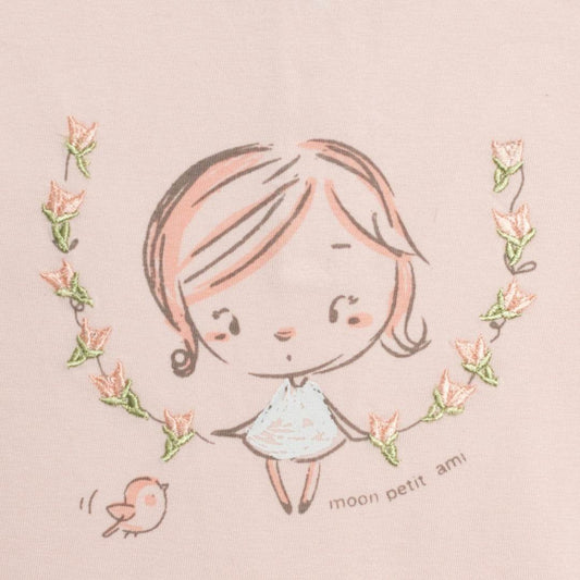 Girls Cotton T-shirt – Pink Girl Print - KIDKO