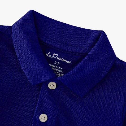 Boys Royal Blue Polo Shirt - Leopard - KIDKO