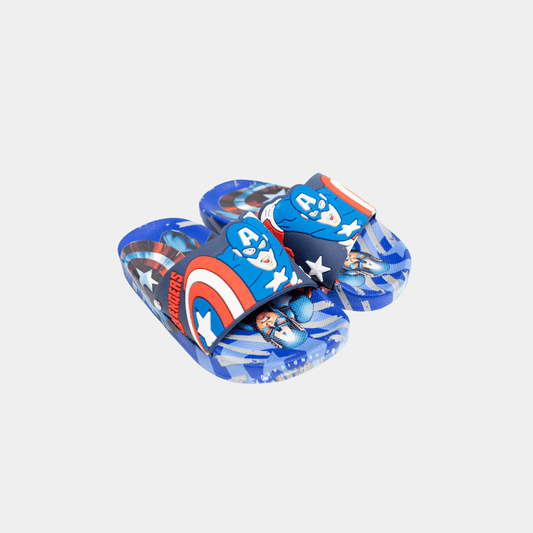 Boys Captain America Slippers – Blue - KIDKO