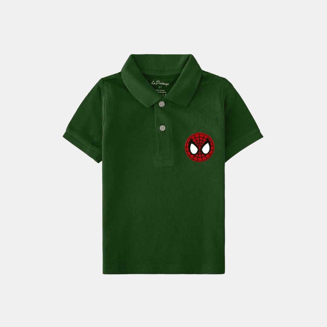 Boys Green Polo Shirt - Spiderman - KIDKO
