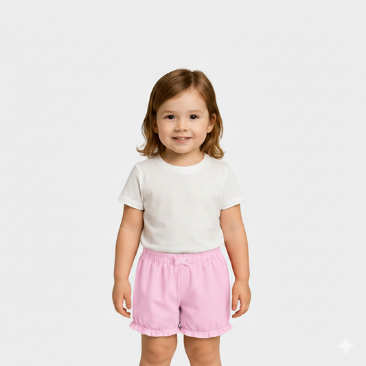 Baby Girls Cotton Shorts - Light Pink Color