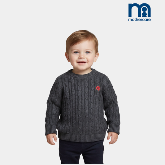 Boys Embroidered Logo Sweater - Charcoal Grey