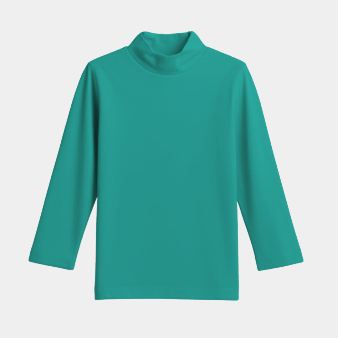 Girls Long Sleeve Mock Neck T-Shirt – Sea Green