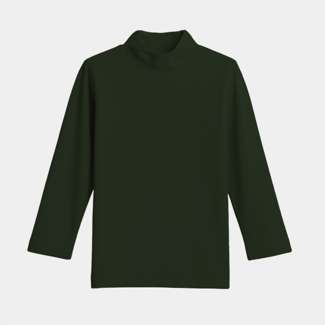 Girls Long Sleeve Mock Neck T-Shirt – Dark Green