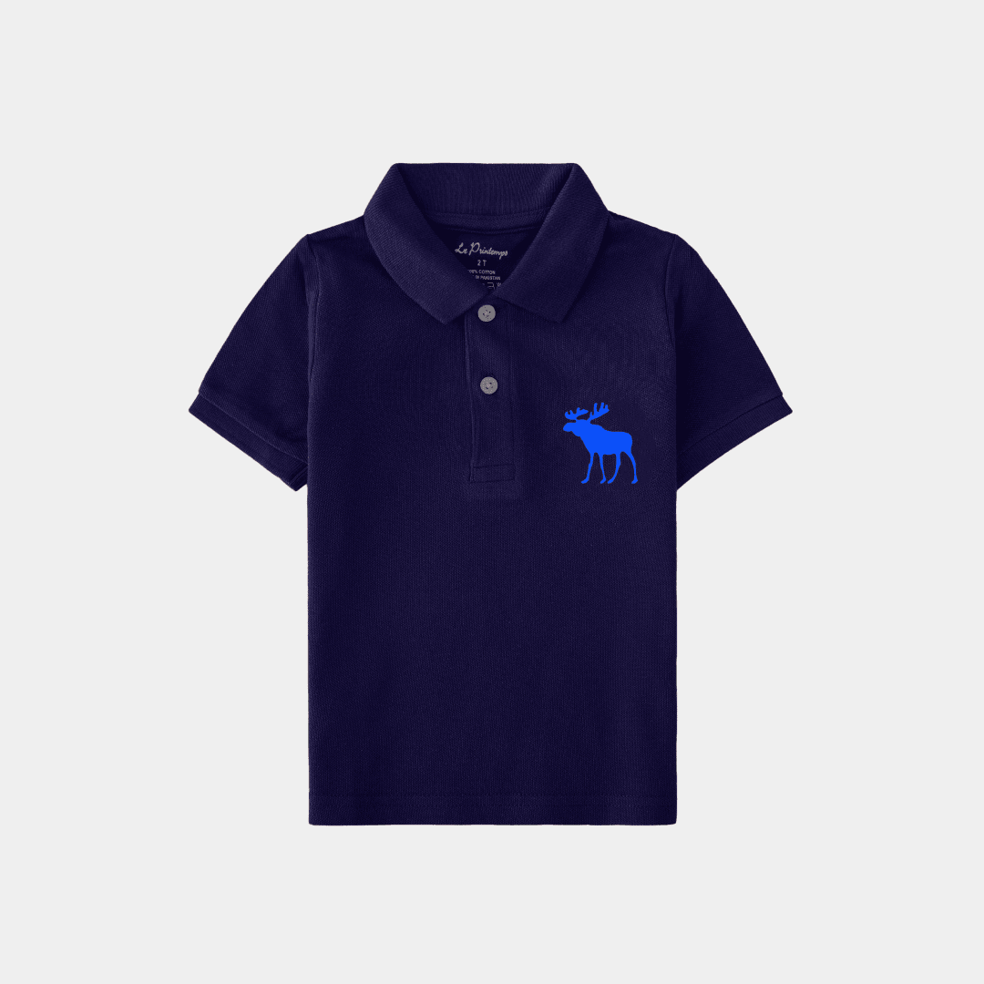 Boys Navy Blue Polo Shirt - Reindeer - KIDKO