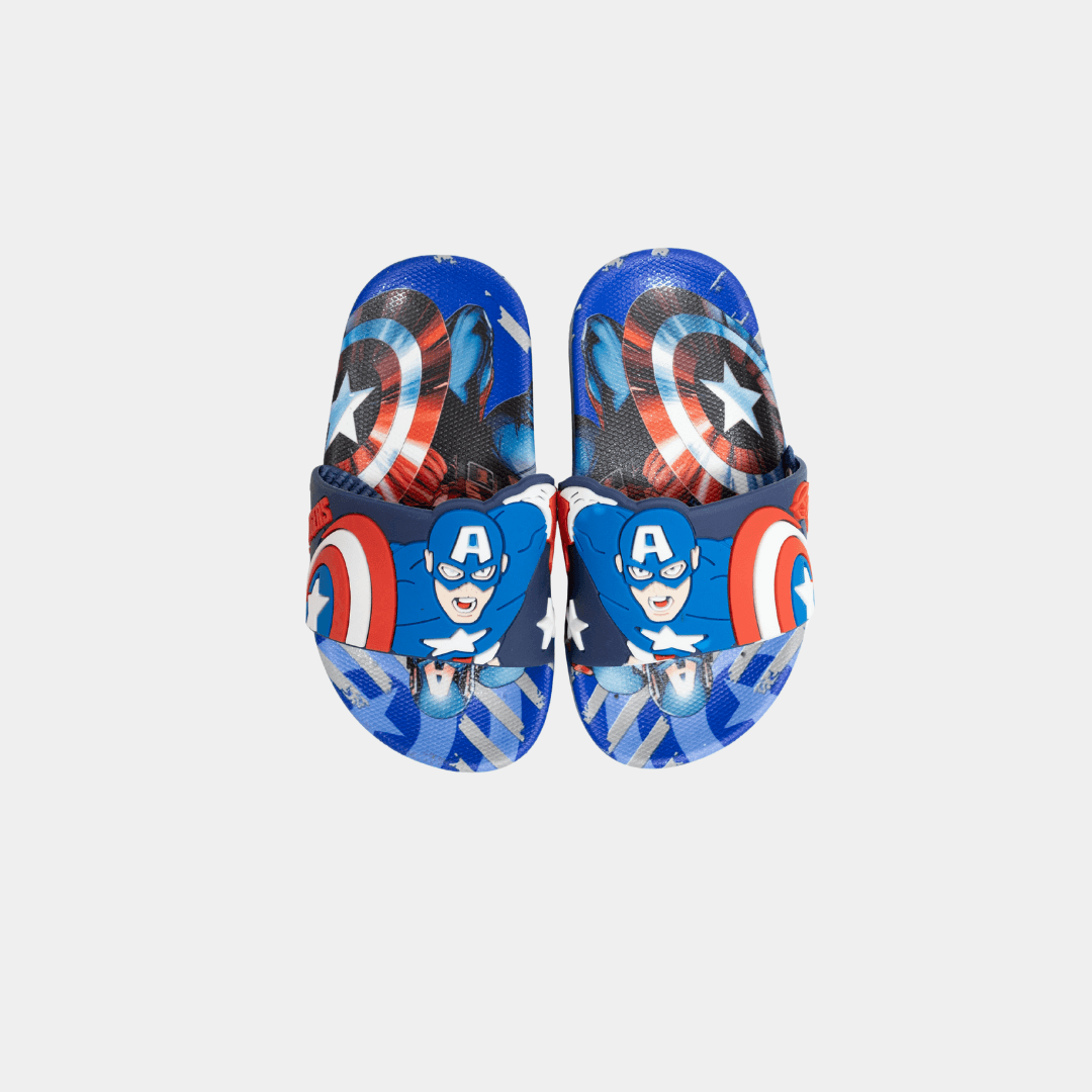 Boys Captain America Slippers – Blue - KIDKO