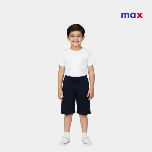 Boys Cotton Shorts - Navy Blue Color