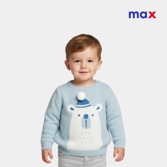 Baby Bear Appliqué Sweater – Sky Blue