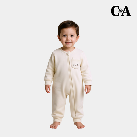 Baby Unisex Sleepsuit – Cream Ivory Sleep & Play