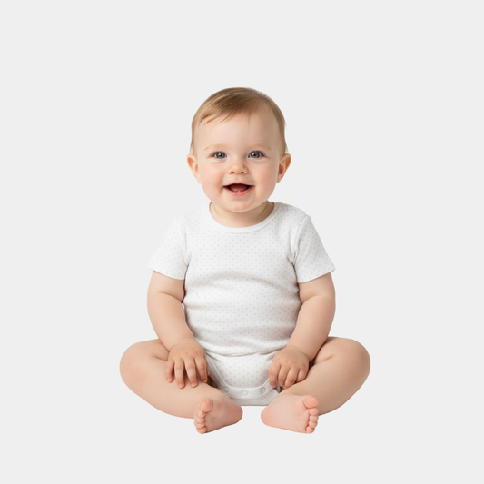 Baby Bodysuit – White with Pink Dots