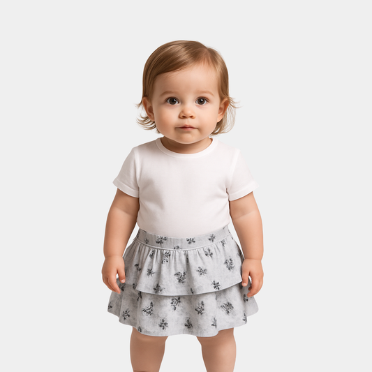 Girls Ruffle Skirt - Gray Color