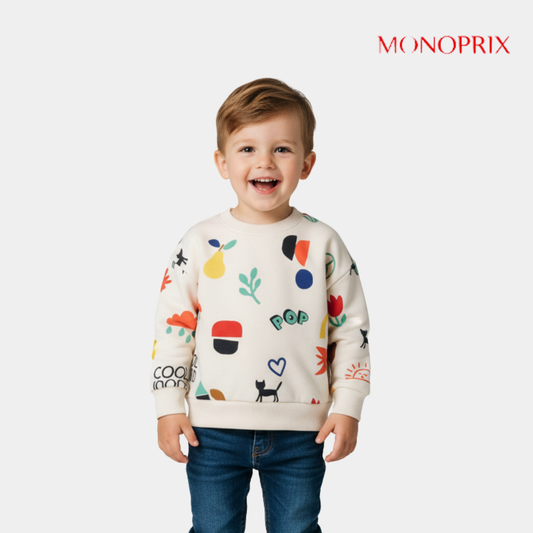 Boys Cream POP Print Sweatshirt