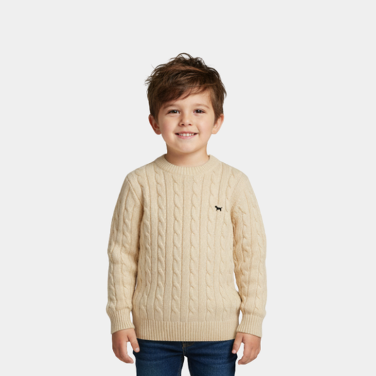 Cream White Knitted Sweater for Kids – Unisex