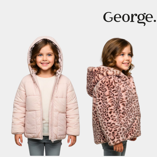 Girls Reversible Faux Fur Winter Jacket