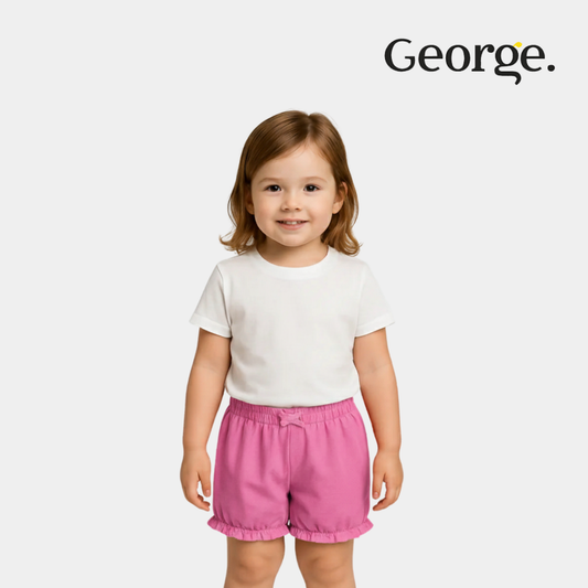 Baby Girls Organic Cotton Shorts - Coral Pink Color