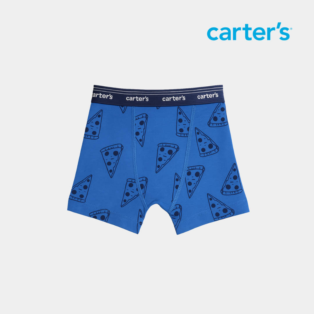Boys Blue Boxer with pizza print