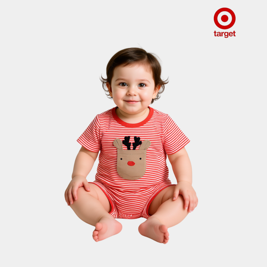 Baby Organic Cotton Bodysuit – Red christmas Reindeer