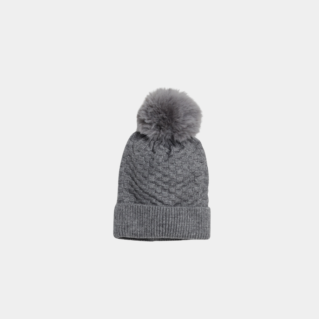 Grey Woolen Cap with Cloth-Like Inner Material