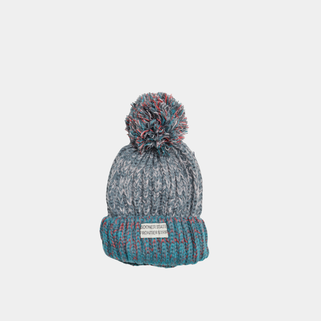 Handcrafted Grey & Teal Woolen Cap | Warm Winter Beanie