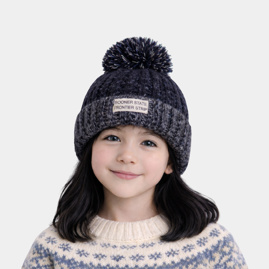 Charcoal Grey & Blue Woolen Cap | Warm Two-Tone