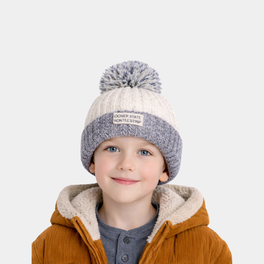Off-White & Greyish Woolen Cap