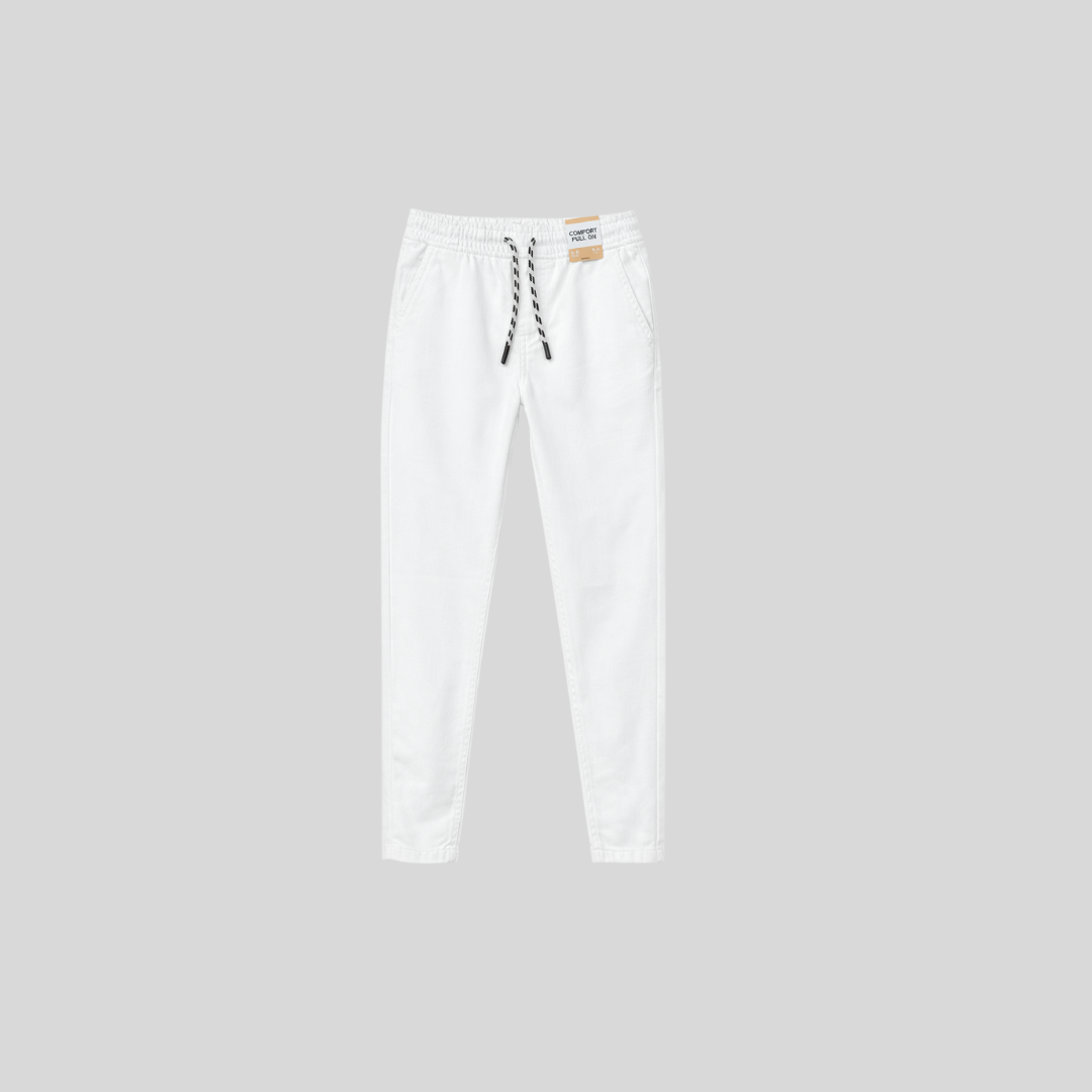Kids Solid White Casual Jogger Pants